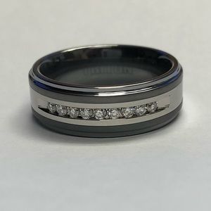 (SOLD) Titanium Stainless Steel Diamond Ring Sz 10